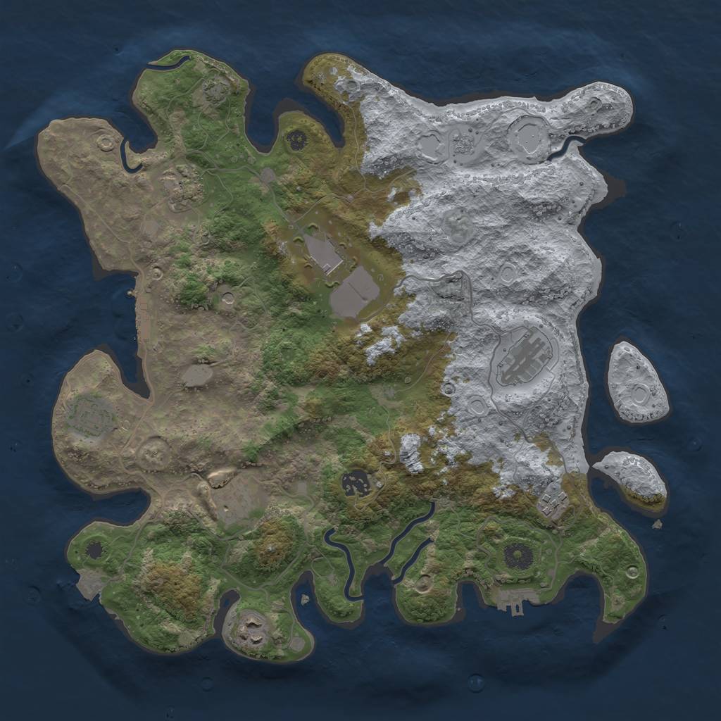 Rust Map: Procedural Map, Size: 3750, Seed: 580240701, 16 Monuments