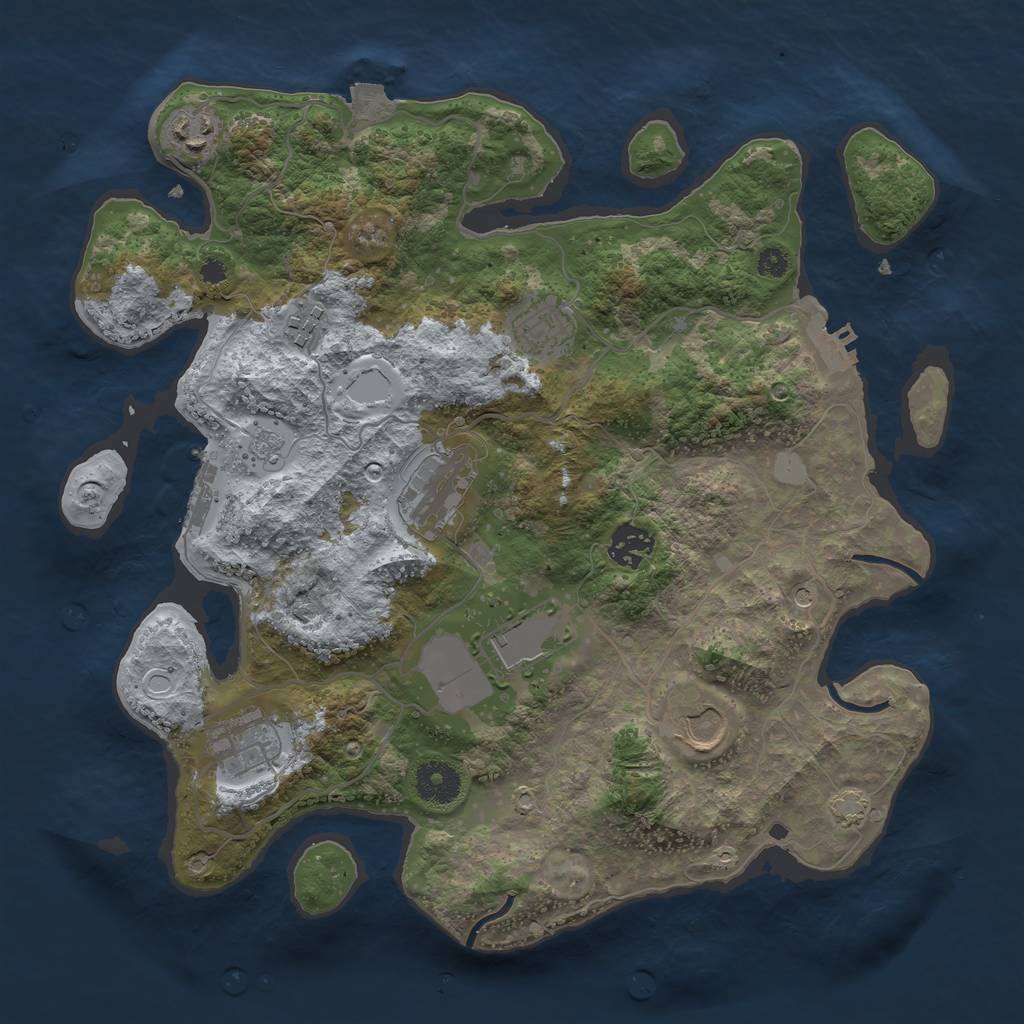 Rust Map: Procedural Map, Size: 3500, Seed: 1261064602, 16 Monuments