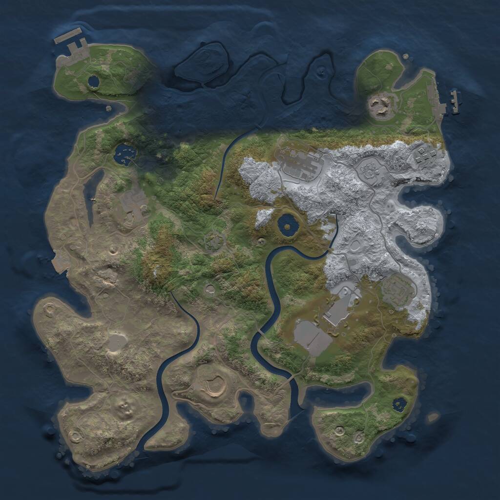 Rust Map: Procedural Map, Size: 3500, Seed: 983391014, 14 Monuments