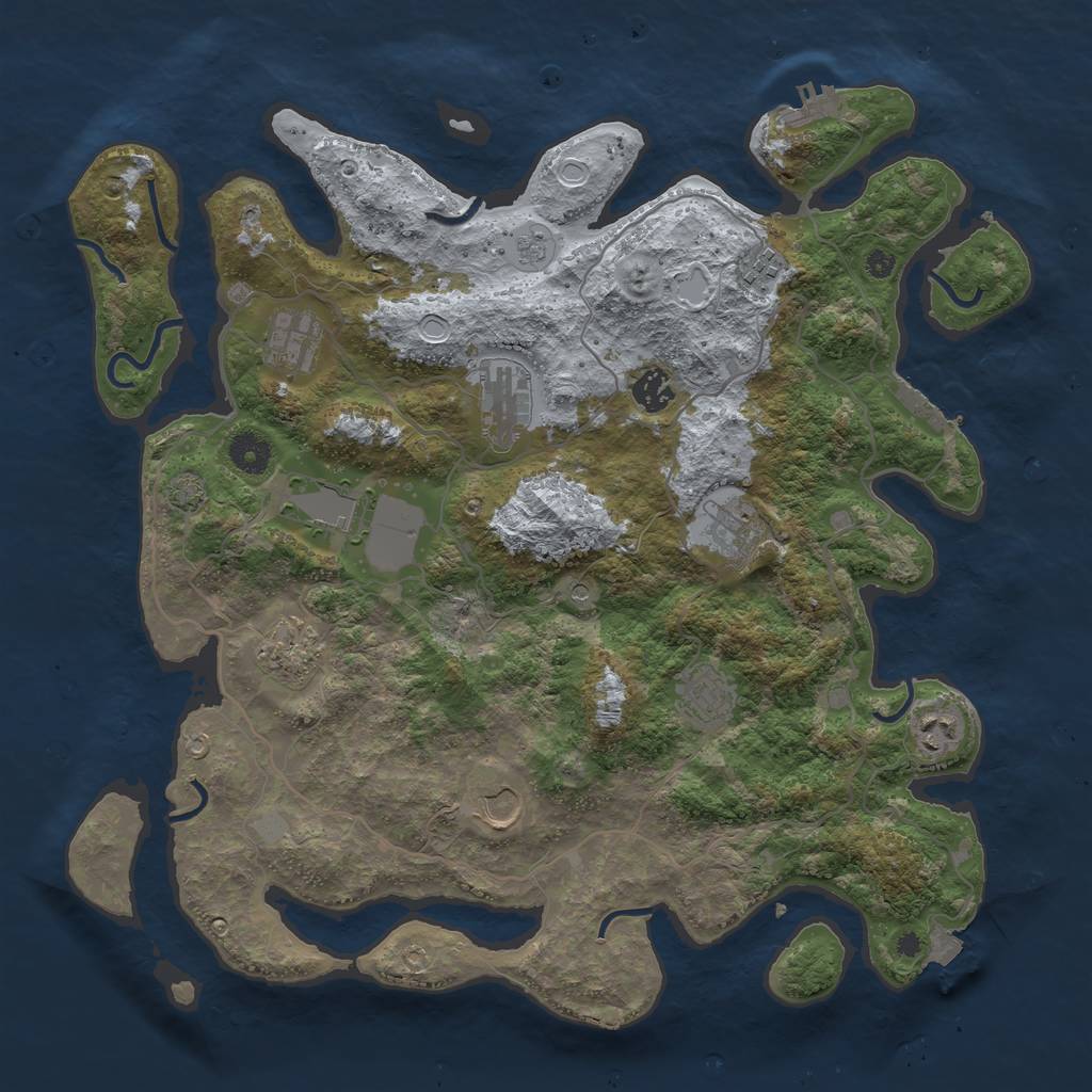 Rust Map: Procedural Map, Size: 4000, Seed: 929805169, 18 Monuments