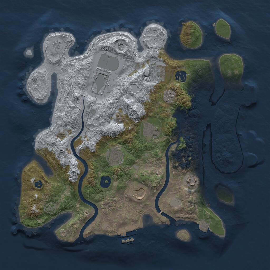 Rust Map: Procedural Map, Size: 3500, Seed: 31189663, 14 Monuments