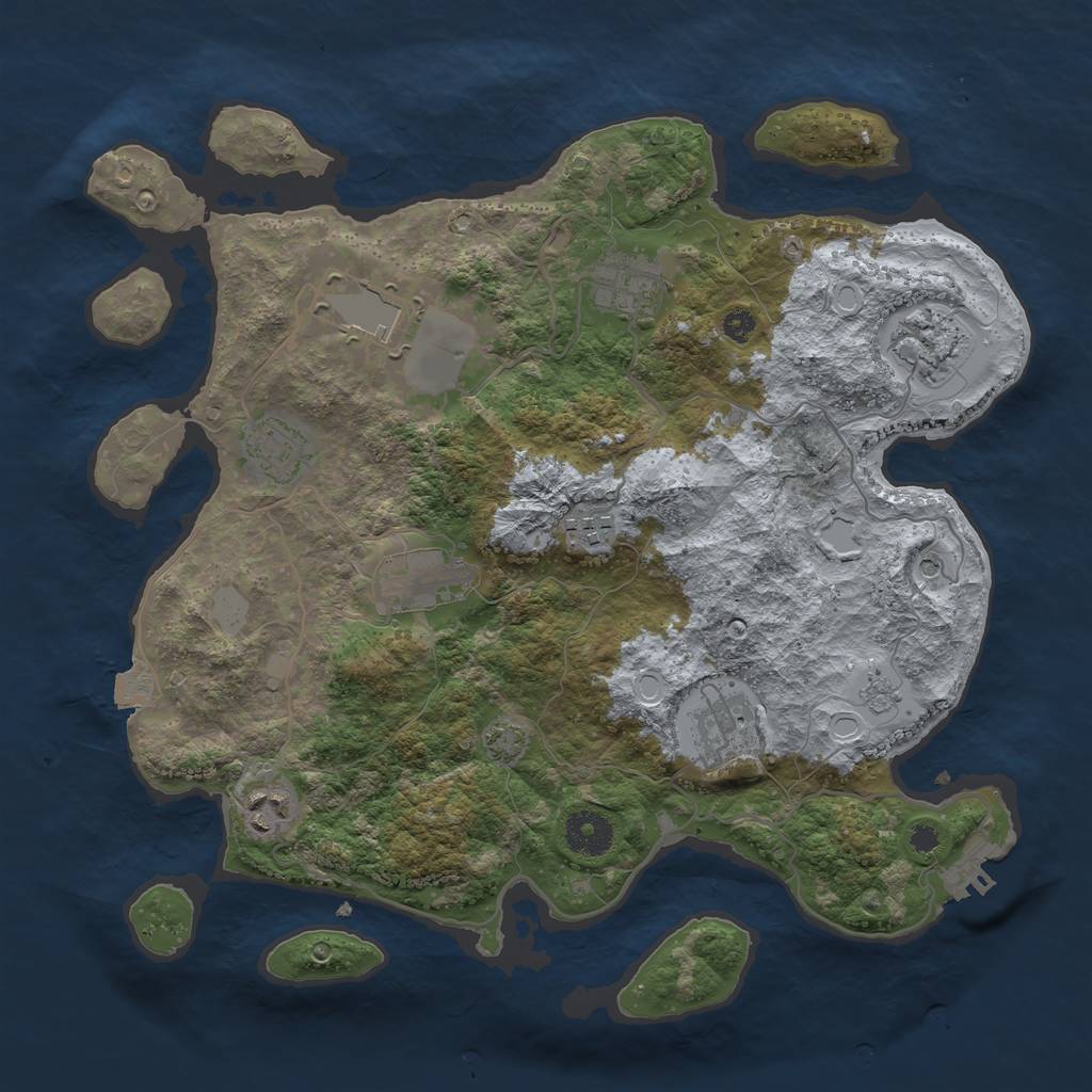 Rust Map: Procedural Map, Size: 3500, Seed: 2043522766, 15 Monuments