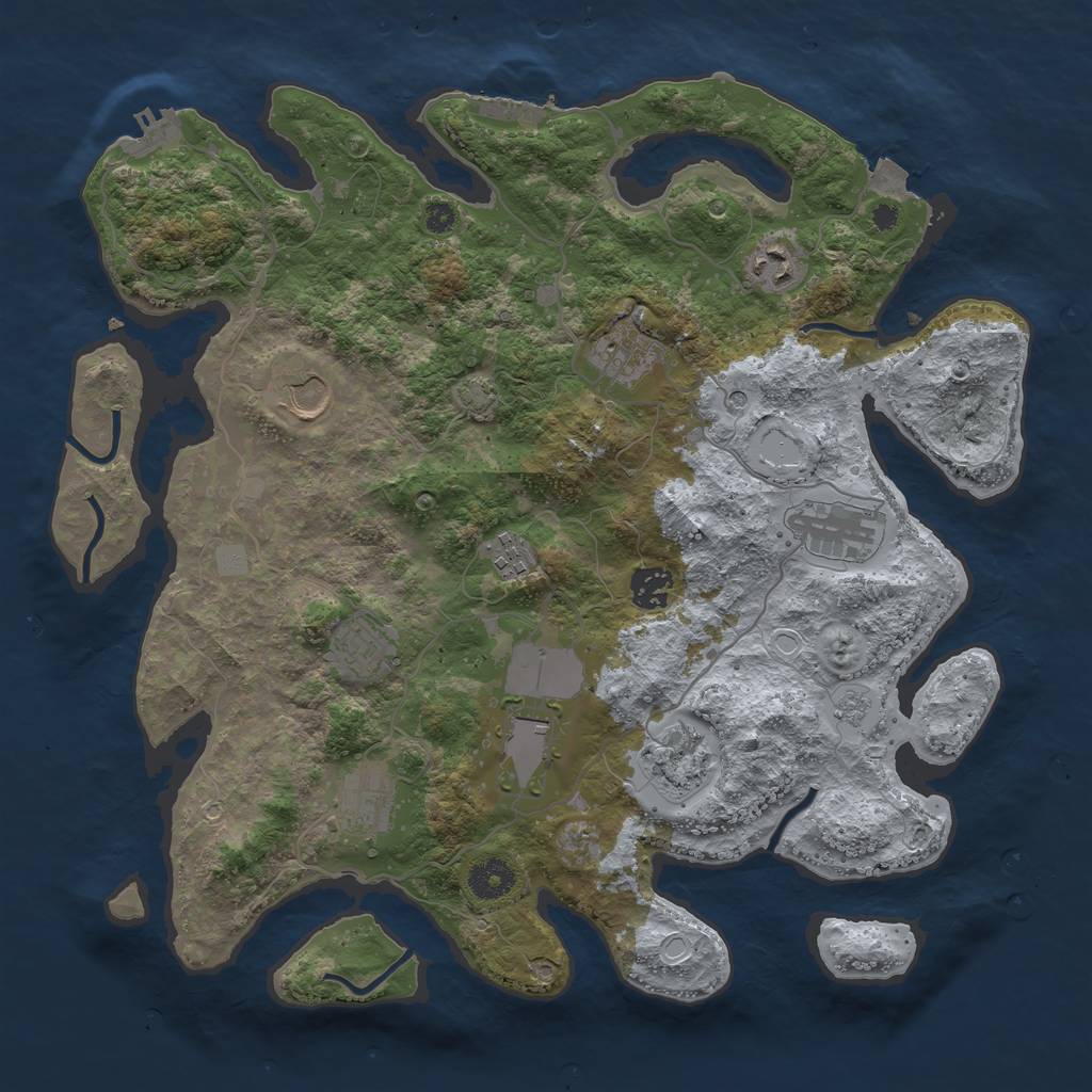 Rust Map: Procedural Map, Size: 3750, Seed: 362845, 18 Monuments