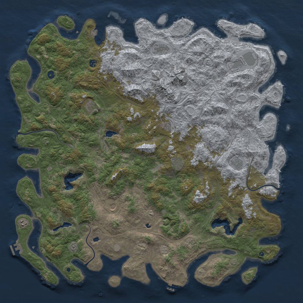 Rust Map: Procedural Map, Size: 6000, Seed: 416752381, 17 Monuments