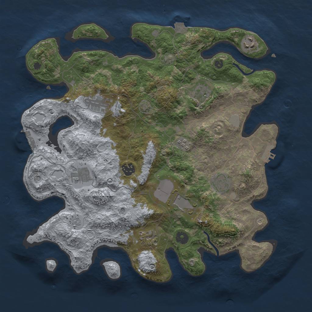 Rust Map: Procedural Map, Size: 3700, Seed: 1251313203, 17 Monuments