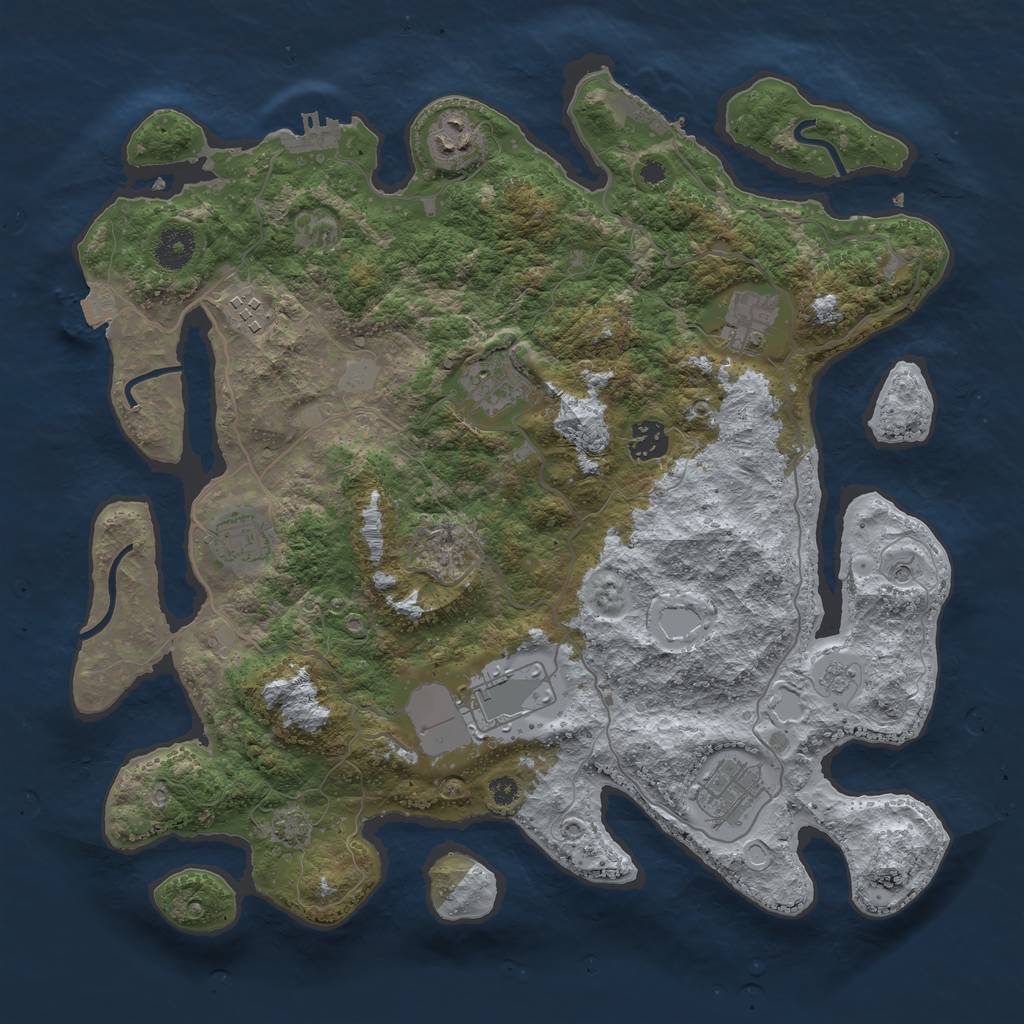 Rust Map: Procedural Map, Size: 3750, Seed: 317244878, 16 Monuments