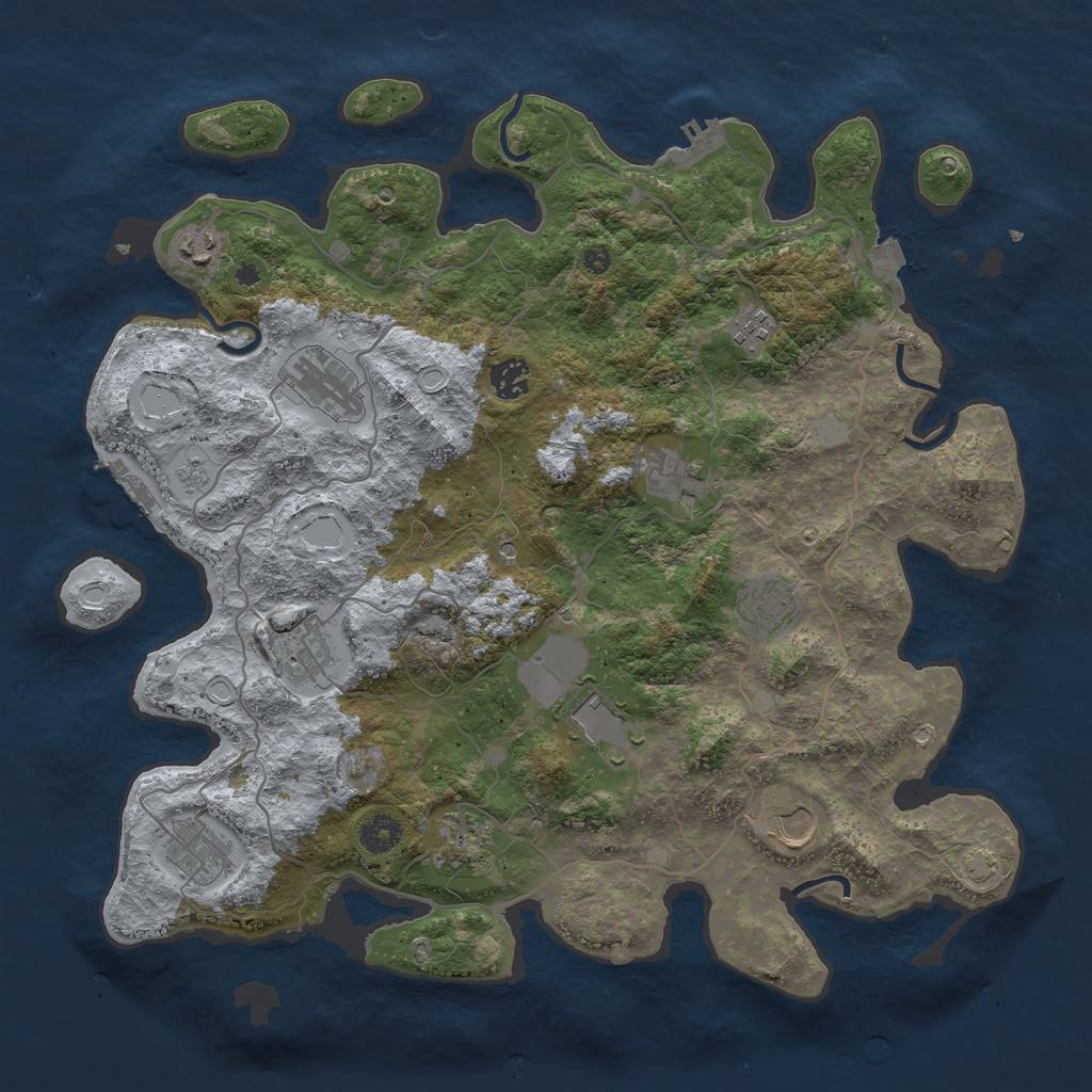 Rust Map: Procedural Map, Size: 4000, Seed: 2075933461, 19 Monuments