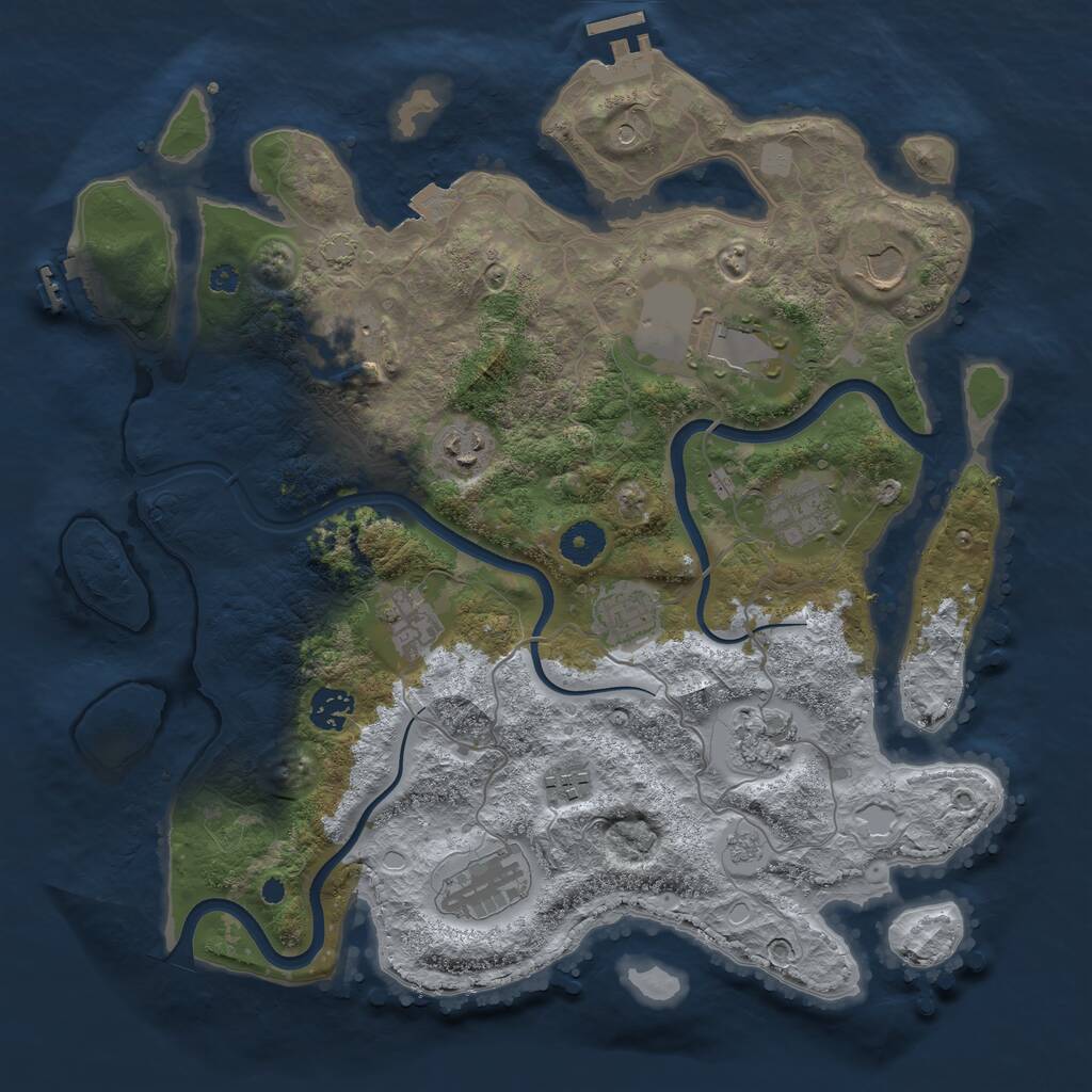 Rust Map: Procedural Map, Size: 3750, Seed: 964592083, 17 Monuments