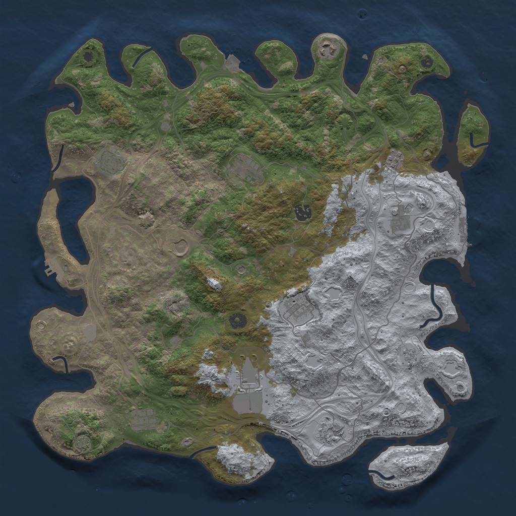 Rust Map: Procedural Map, Size: 4500, Seed: 892864736, 19 Monuments