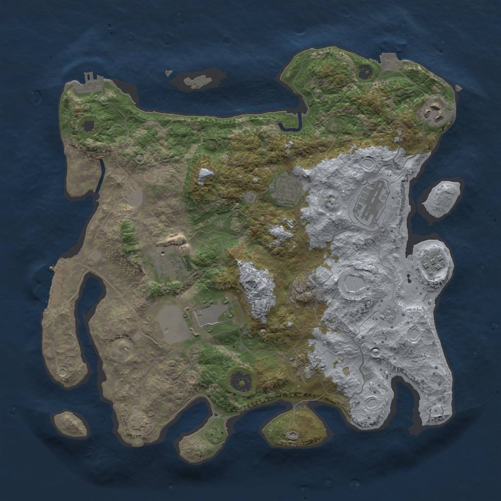 Rust Map: Procedural Map, Size: 3500, Seed: 990277, 14 Monuments