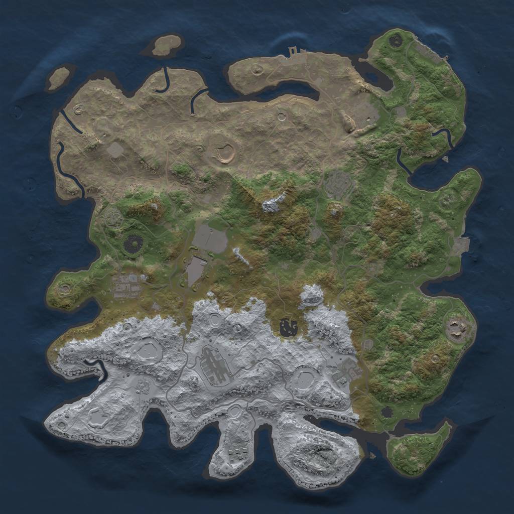 Rust Map: Procedural Map, Size: 4000, Seed: 546546545, 18 Monuments