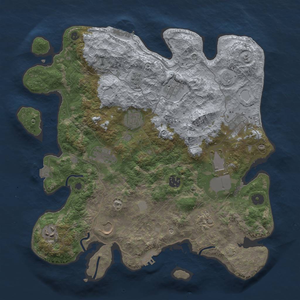 Rust Map: Procedural Map, Size: 3750, Seed: 727965, 18 Monuments