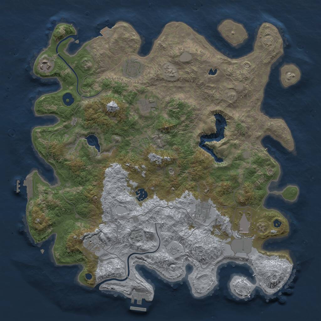 Rust Map: Procedural Map, Size: 4000, Seed: 590256667, 14 Monuments