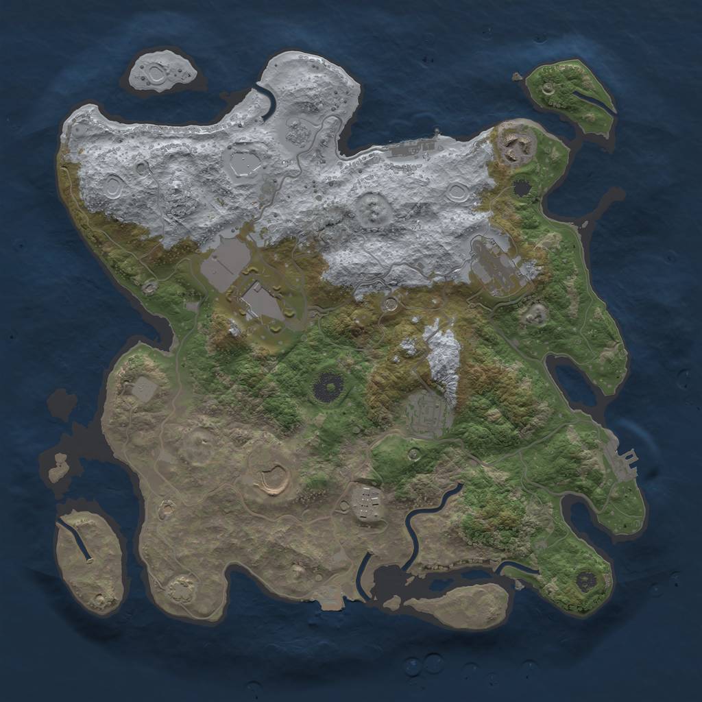 Rust Map: Procedural Map, Size: 3500, Seed: 90919507, 14 Monuments