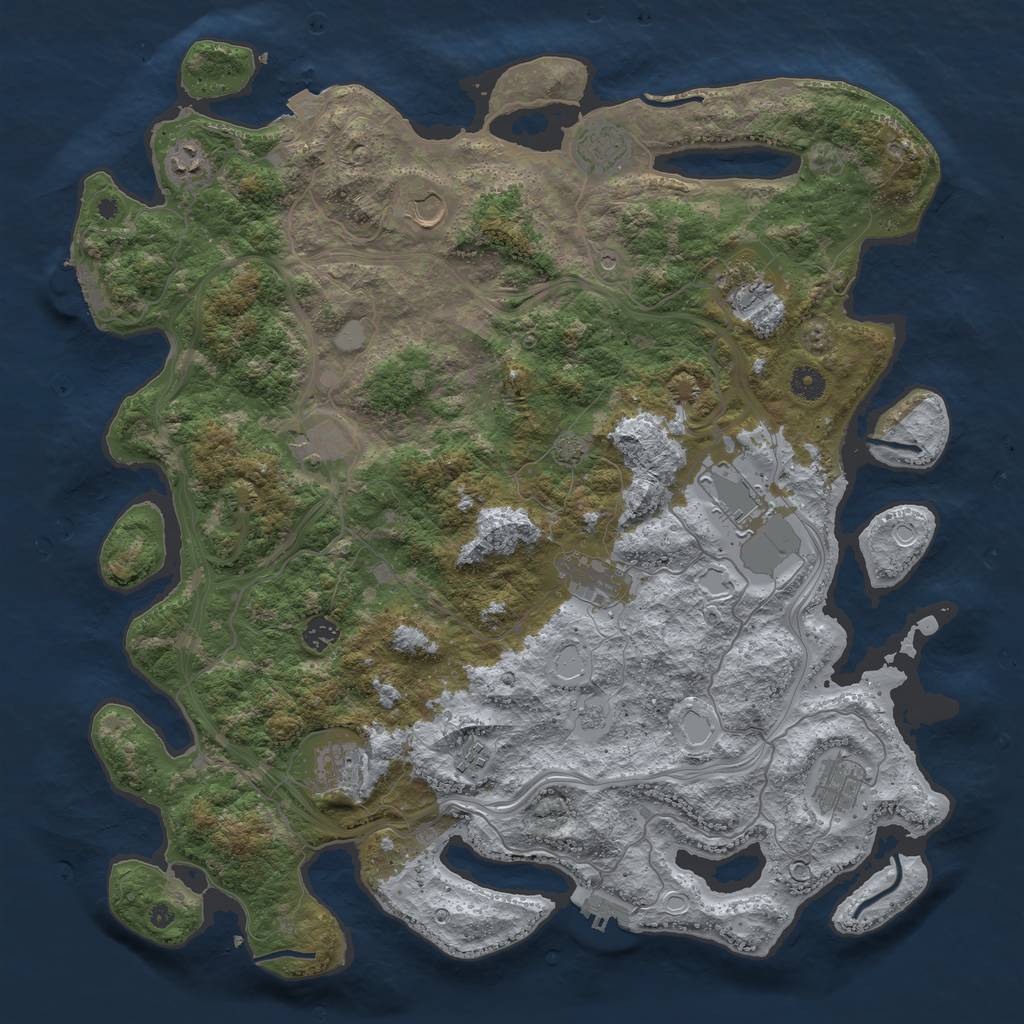 Rust Map: Procedural Map, Size: 4500, Seed: 1177704106, 19 Monuments
