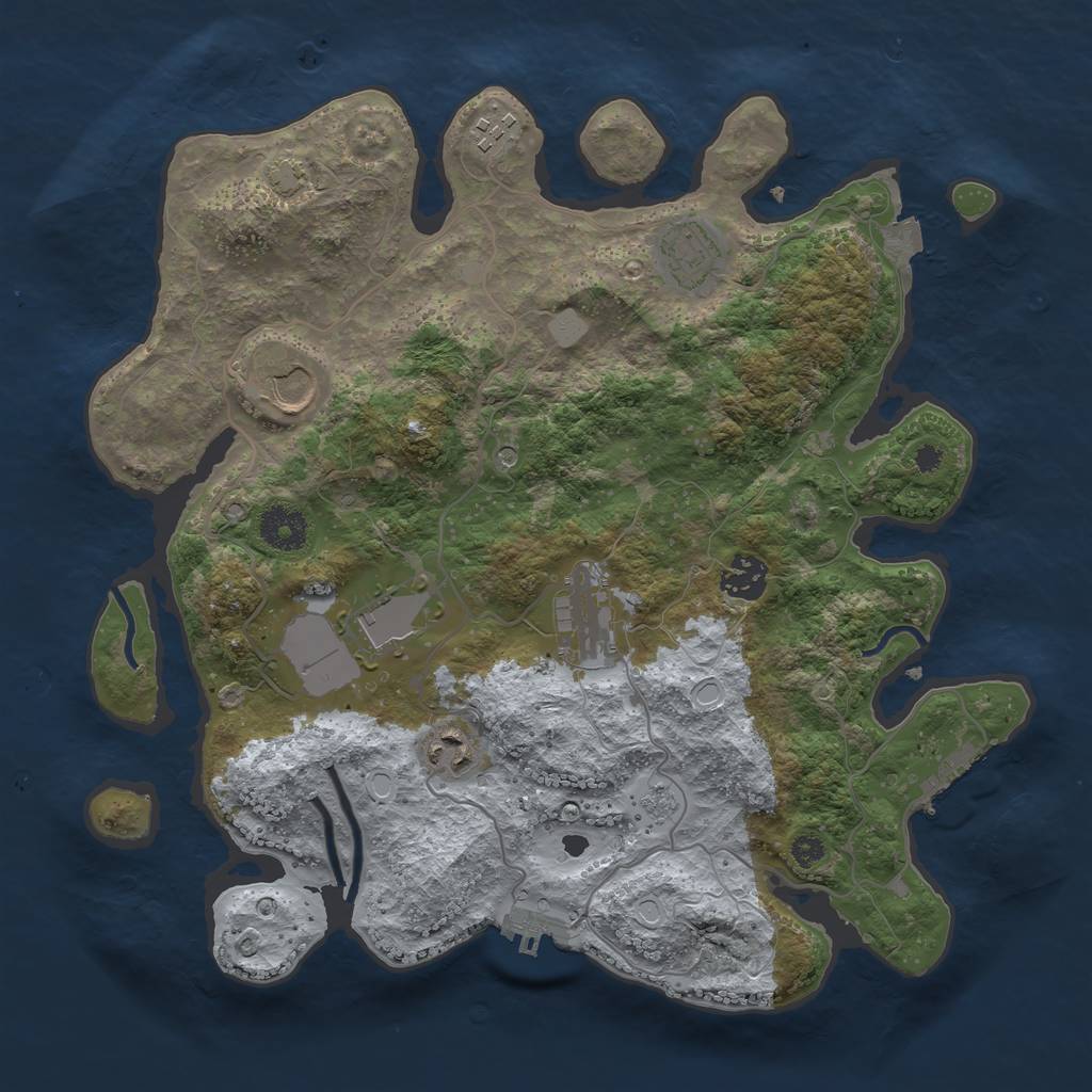 Rust Map: Procedural Map, Size: 3500, Seed: 384607045, 15 Monuments