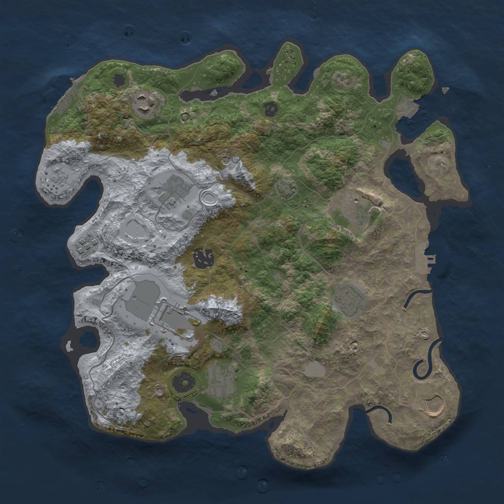 Rust Map: Procedural Map, Size: 3500, Seed: 226060098, 17 Monuments