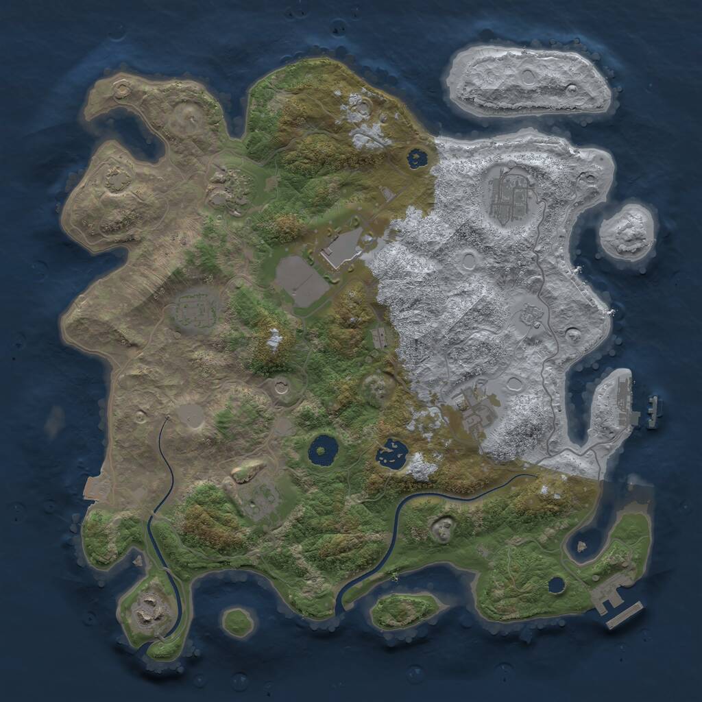 Rust Map: Procedural Map, Size: 3500, Seed: 203837044, 14 Monuments