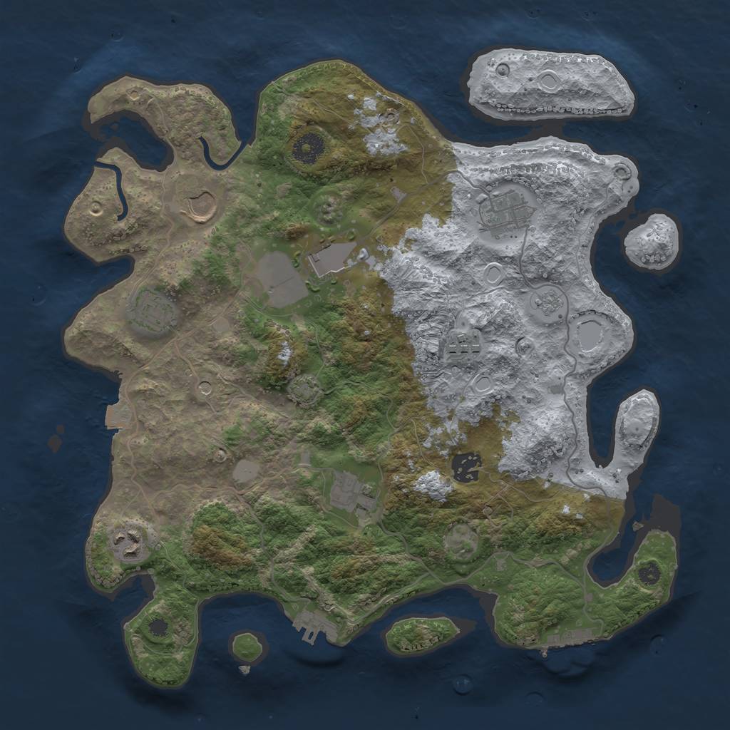 Rust Map: Procedural Map, Size: 3500, Seed: 203837044, 16 Monuments