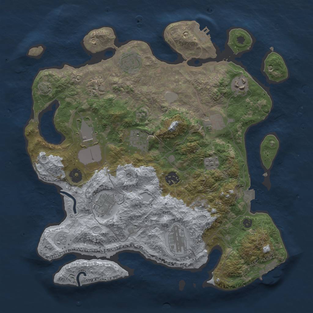 Rust Map: Procedural Map, Size: 3500, Seed: 363288917, 18 Monuments