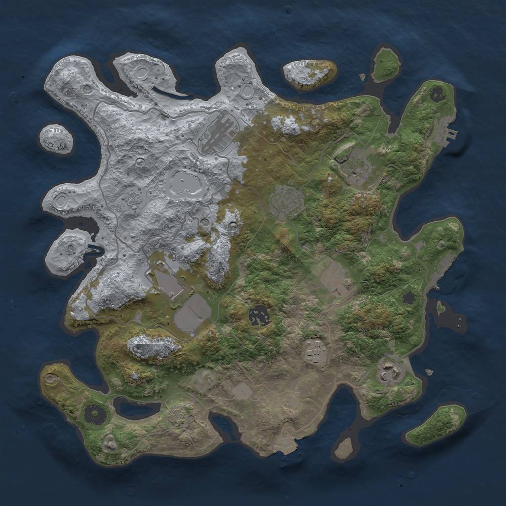 Rust Map: Procedural Map, Size: 3500, Seed: 2052343087, 16 Monuments