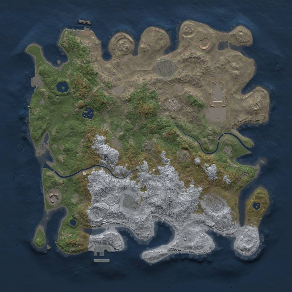 Rust Map: Procedural Map, Size: 3750, Seed: 757892, 14 Monuments