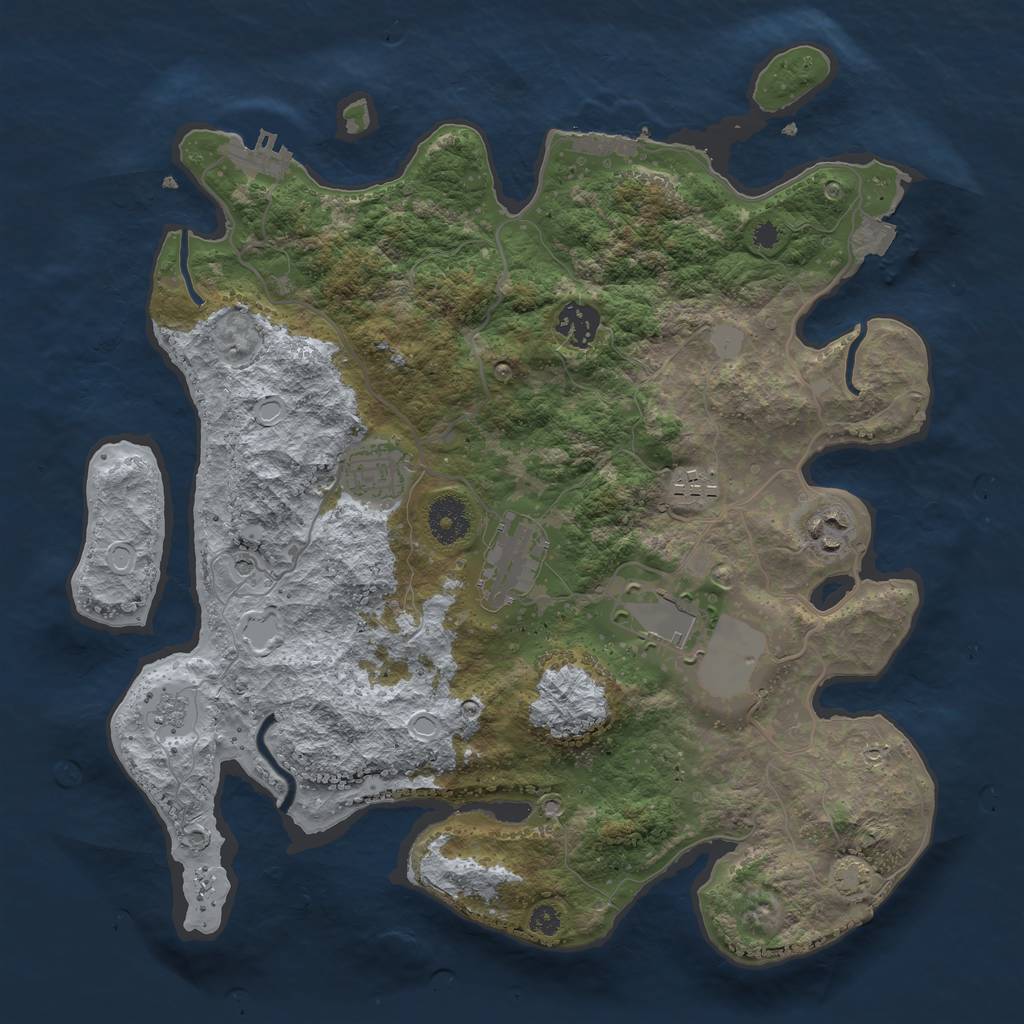 Rust Map: Procedural Map, Size: 3500, Seed: 229755330, 14 Monuments