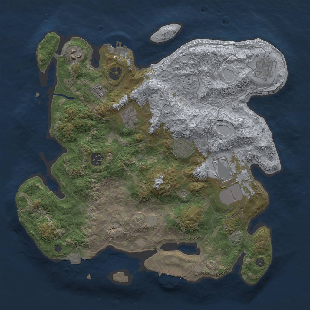 Rust Map: Procedural Map, Size: 3500, Seed: 56238758, 15 Monuments