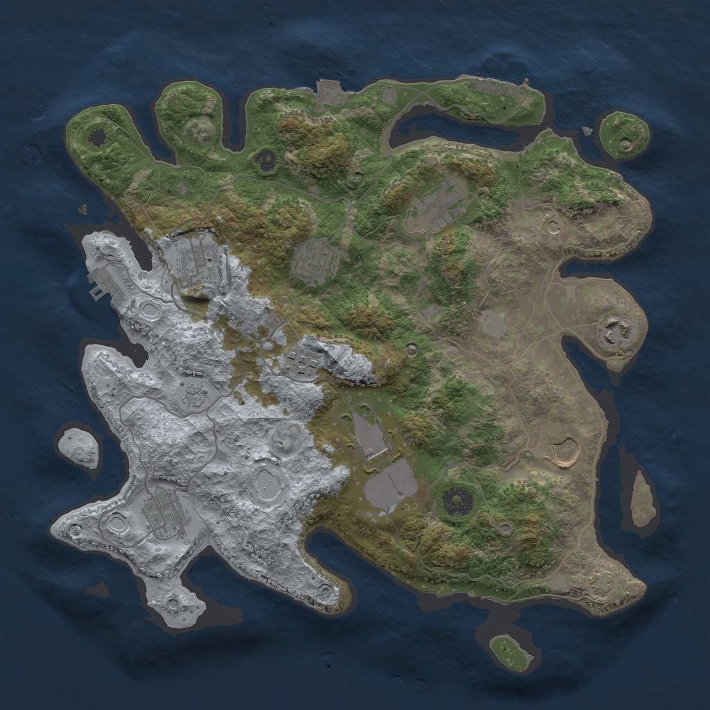 Rust Map: Procedural Map, Size: 3500, Seed: 849703415, 16 Monuments