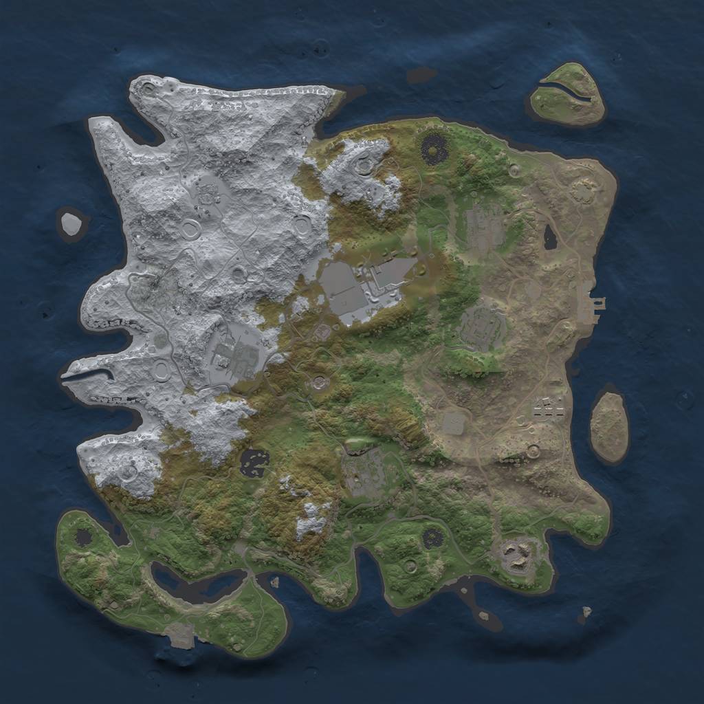 Rust Map: Procedural Map, Size: 3500, Seed: 2191773, 15 Monuments