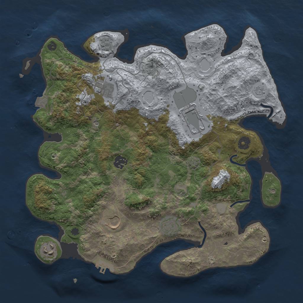 Rust Map: Procedural Map, Size: 3500, Seed: 19984, 14 Monuments