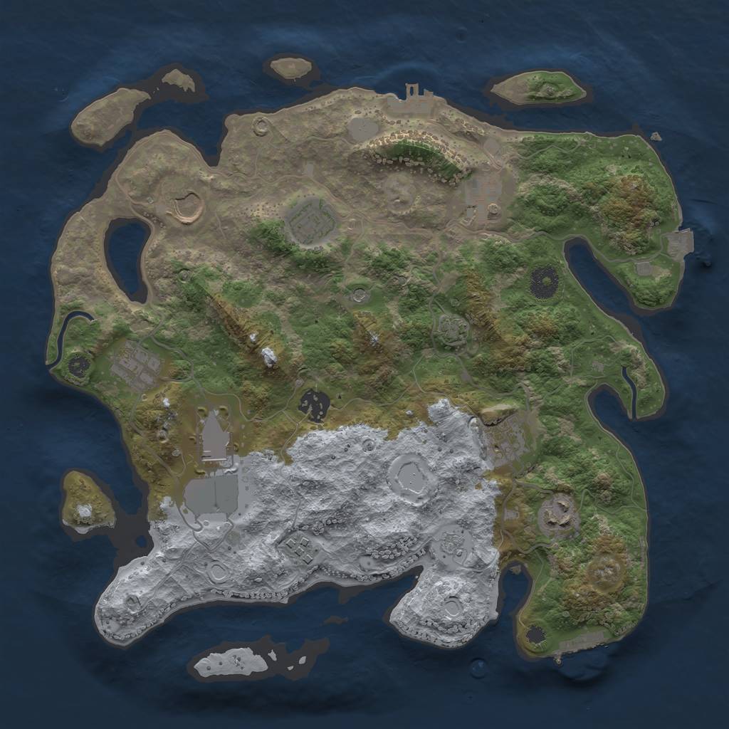 Rust Map: Procedural Map, Size: 3500, Seed: 1719564083, 17 Monuments