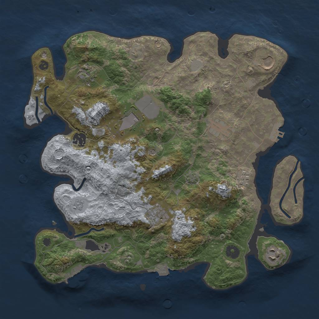 Rust Map: Procedural Map, Size: 3500, Seed: 68901795, 16 Monuments