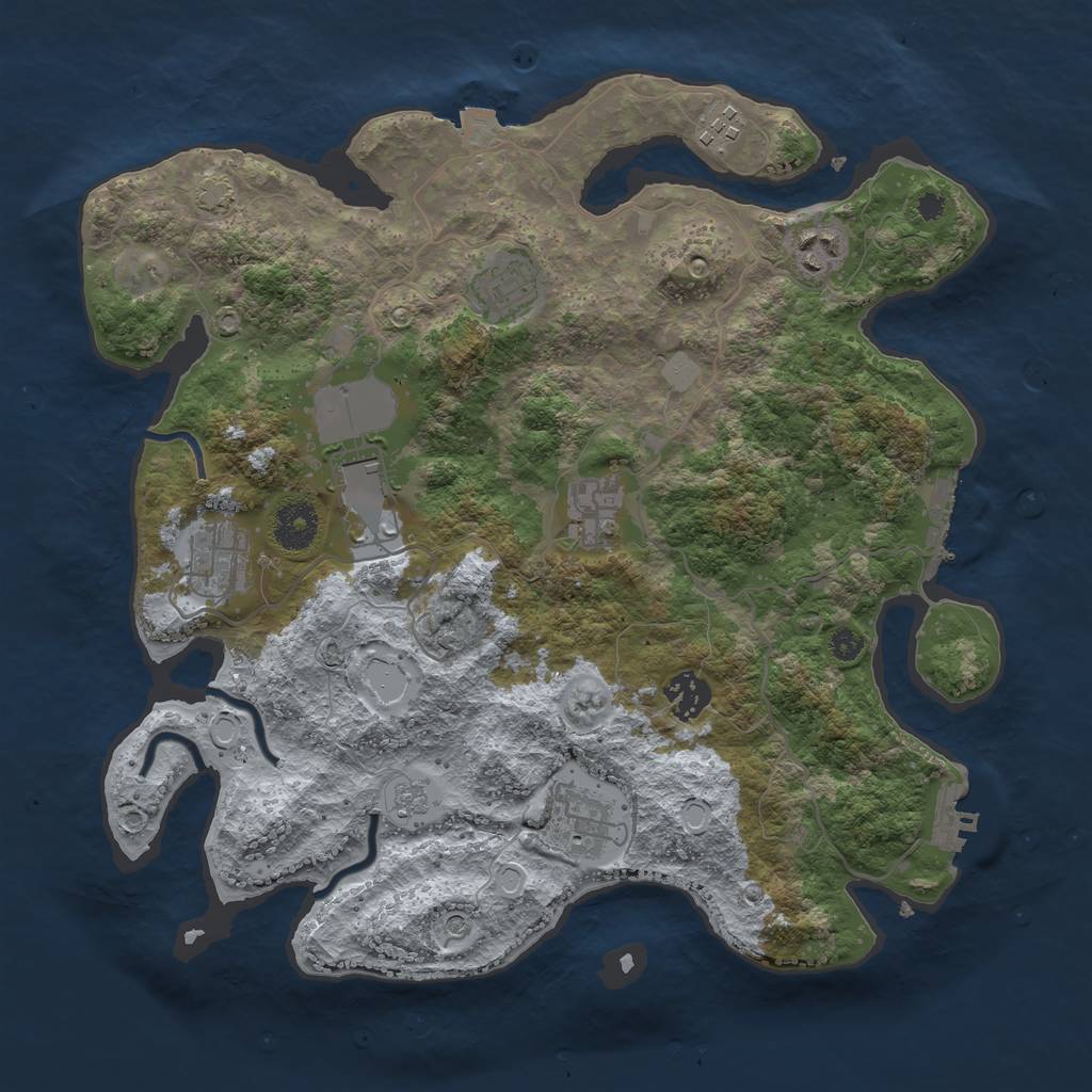 Rust Map: Procedural Map, Size: 3500, Seed: 603926131, 16 Monuments