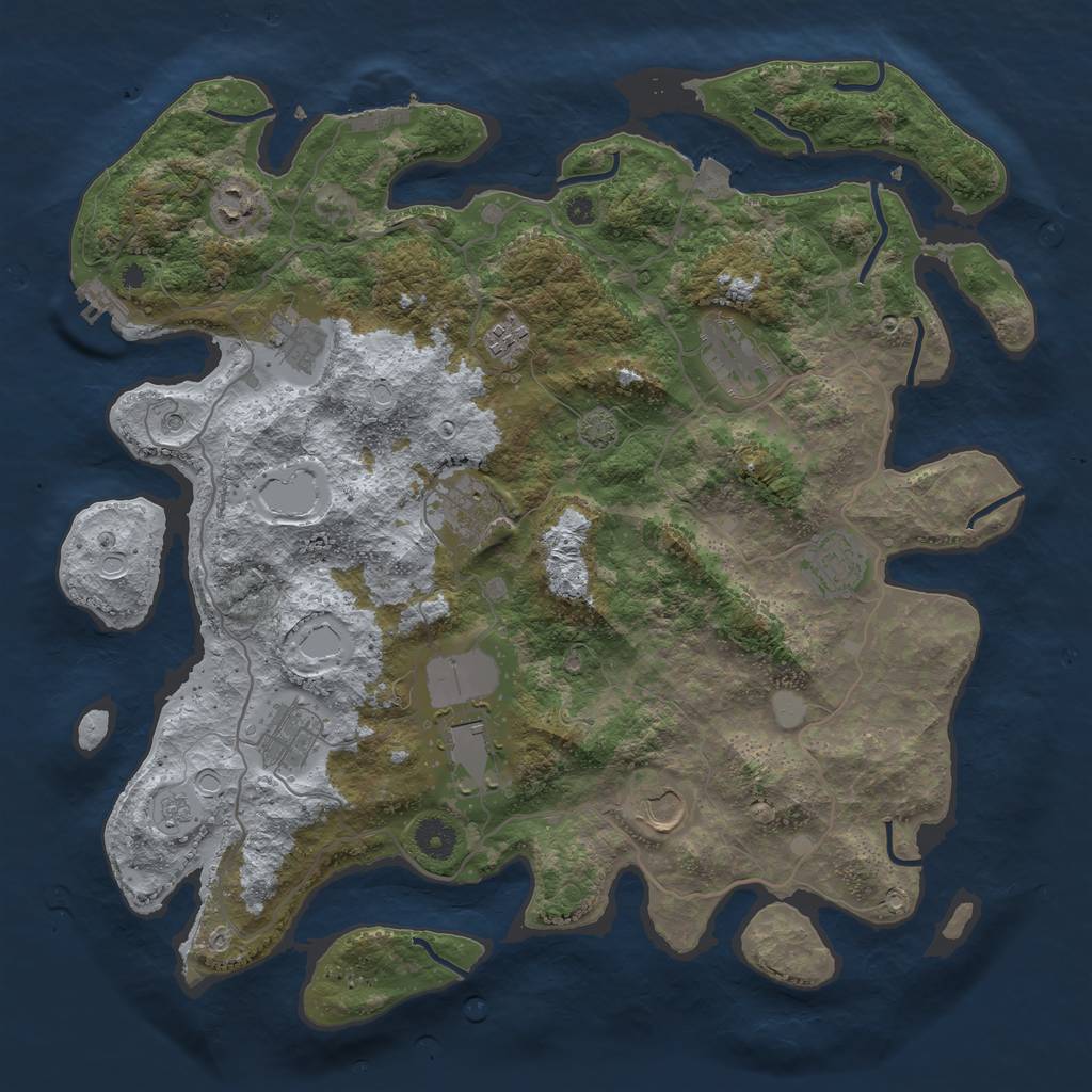 Rust Map: Procedural Map, Size: 4000, Seed: 355111431, 17 Monuments