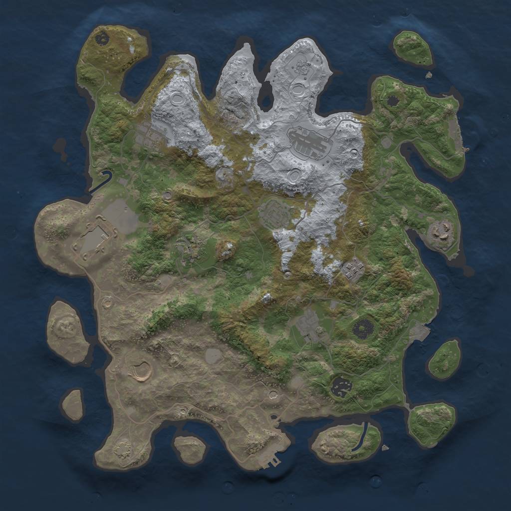 Rust Map: Procedural Map, Size: 3800, Seed: 1992056016, 18 Monuments