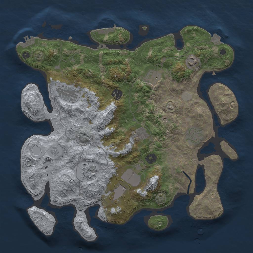 Rust Map: Procedural Map, Size: 3550, Seed: 70373032, 16 Monuments