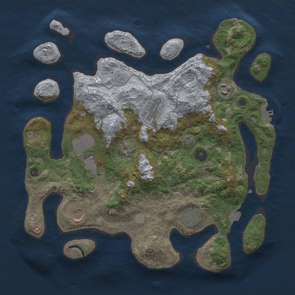 Rust Map: Procedural Map, Size: 3500, Seed: 69692394, 12 Monuments