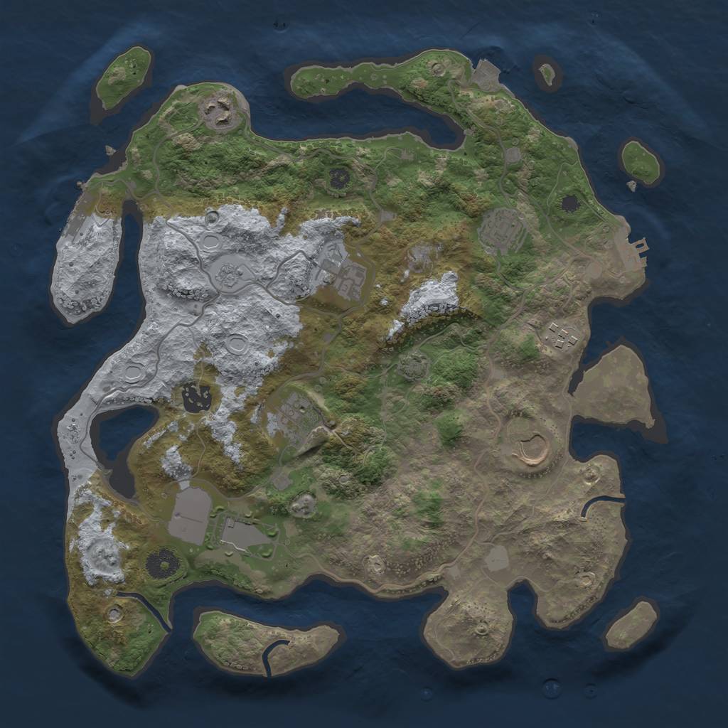 Rust Map: Procedural Map, Size: 3500, Seed: 63926590, 15 Monuments