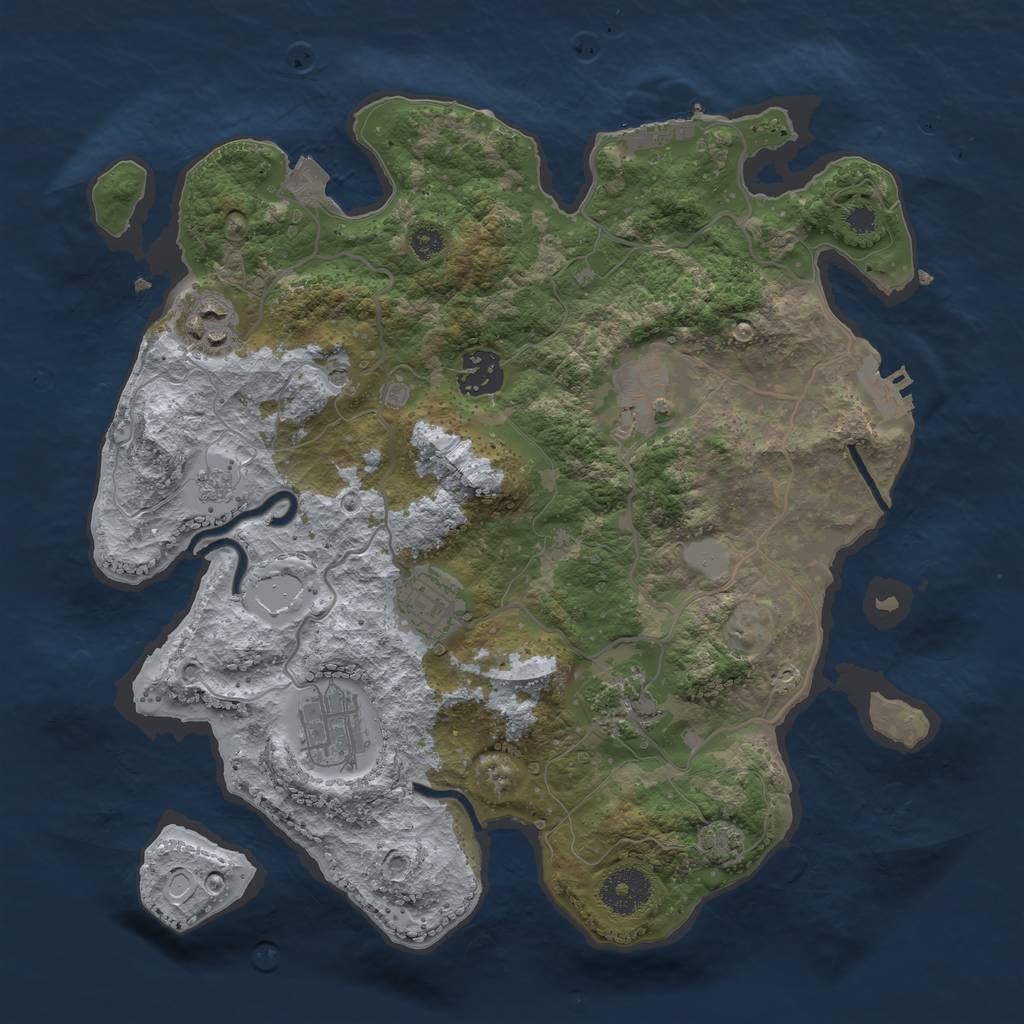 Rust Map: Procedural Map, Size: 3250, Seed: 574685152, 14 Monuments