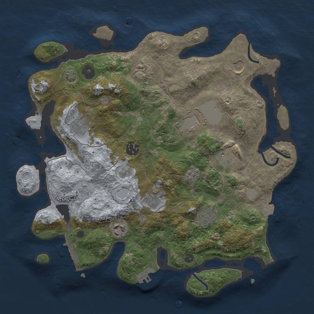 Rust Map: Procedural Map, Size: 3500, Seed: 1797436557, 17 Monuments