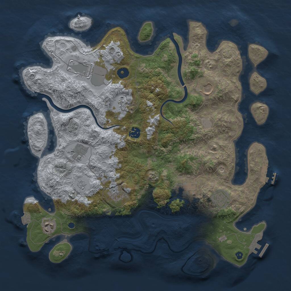 Rust Map: Procedural Map, Size: 3900, Seed: 62313453, 16 Monuments