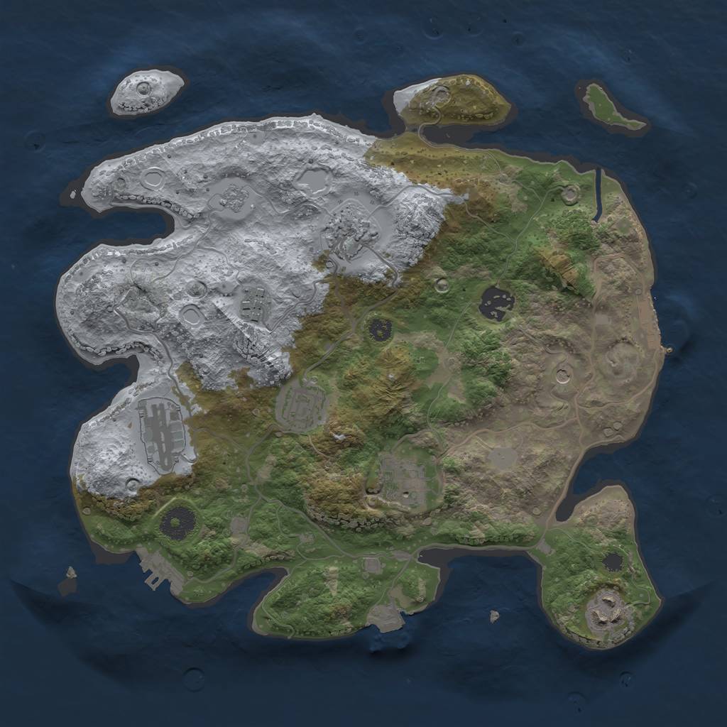 Rust Map: Procedural Map, Size: 3250, Seed: 1021618370, 14 Monuments