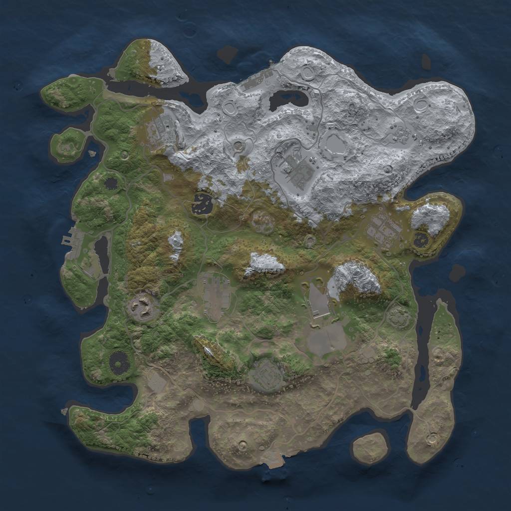 Rust Map: Procedural Map, Size: 3500, Seed: 1279103495, 16 Monuments