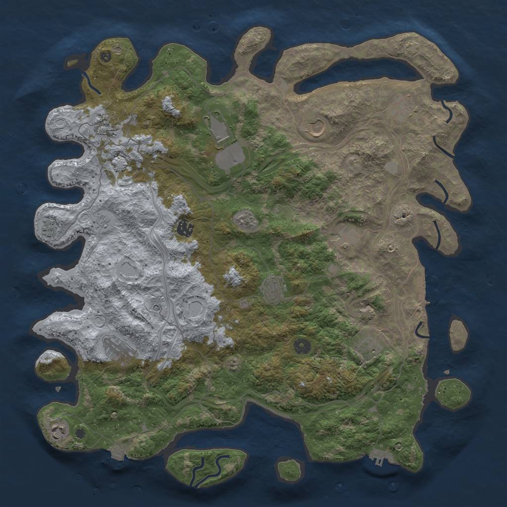 Rust Map: Procedural Map, Size: 4500, Seed: 1999215872, 19 Monuments