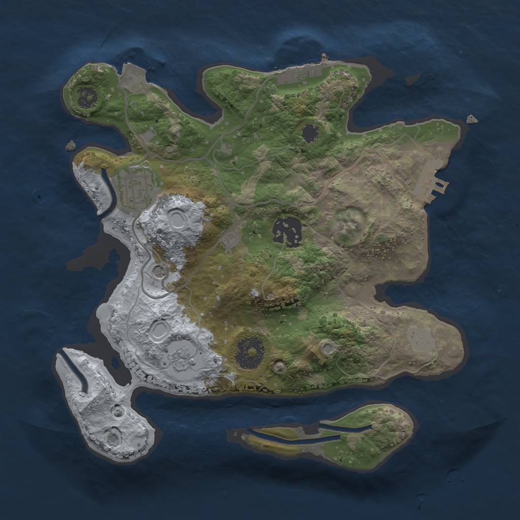 Rust Map: Procedural Map, Size: 2500, Seed: 1037715960, 9 Monuments