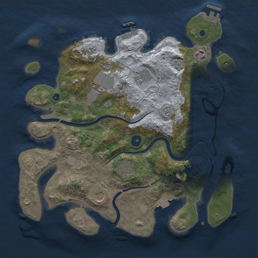 Rust Map: Procedural Map, Size: 3500, Seed: 1925739486, 12 Monuments