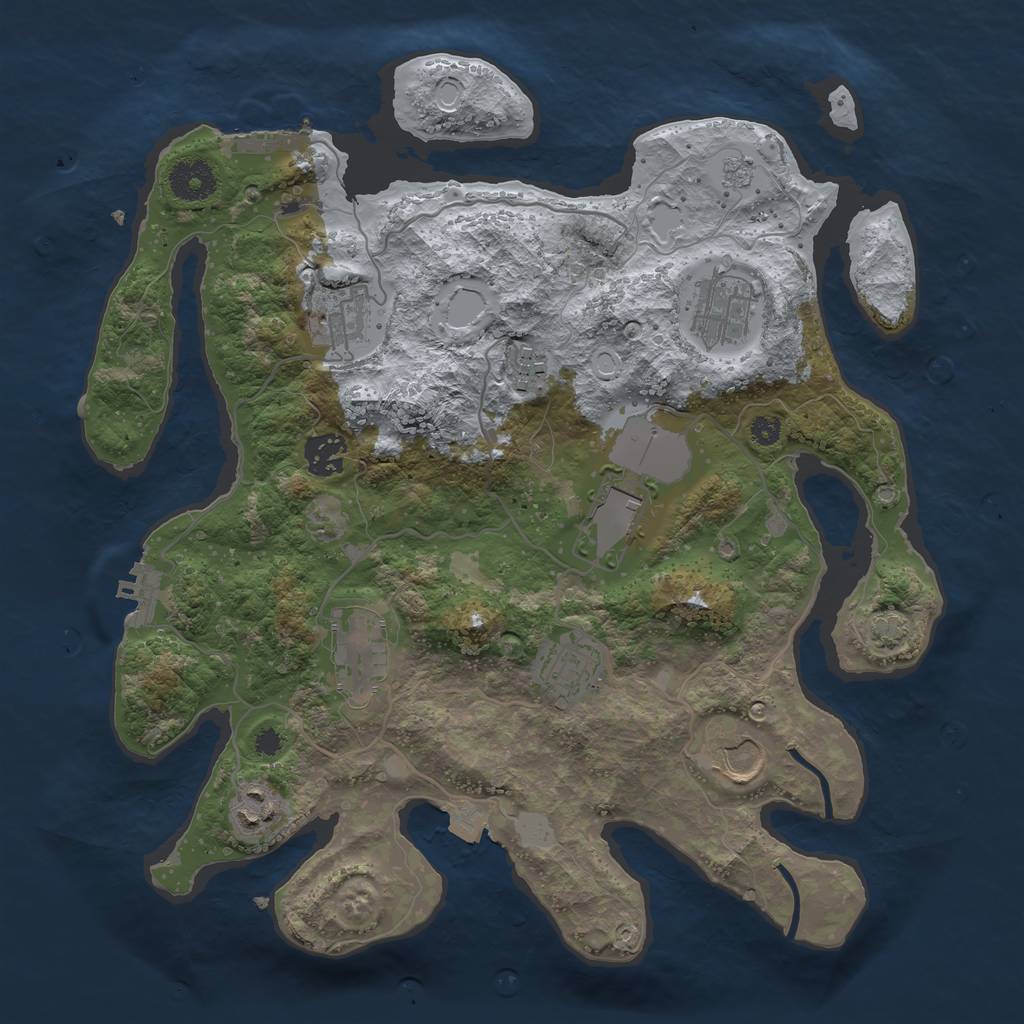 Rust Map: Procedural Map, Size: 3500, Seed: 185776836, 16 Monuments