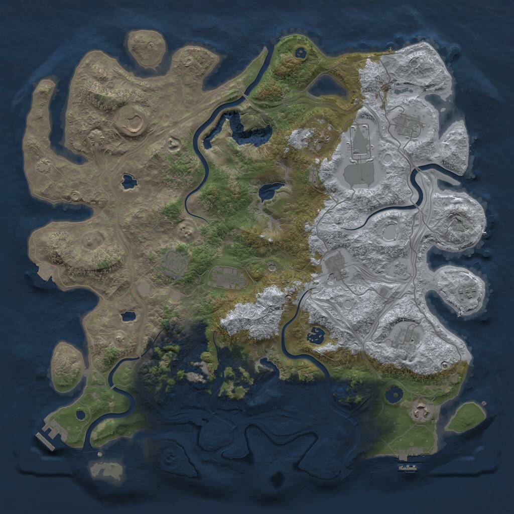 Rust Map: Procedural Map, Size: 4500, Seed: 202683180, 17 Monuments