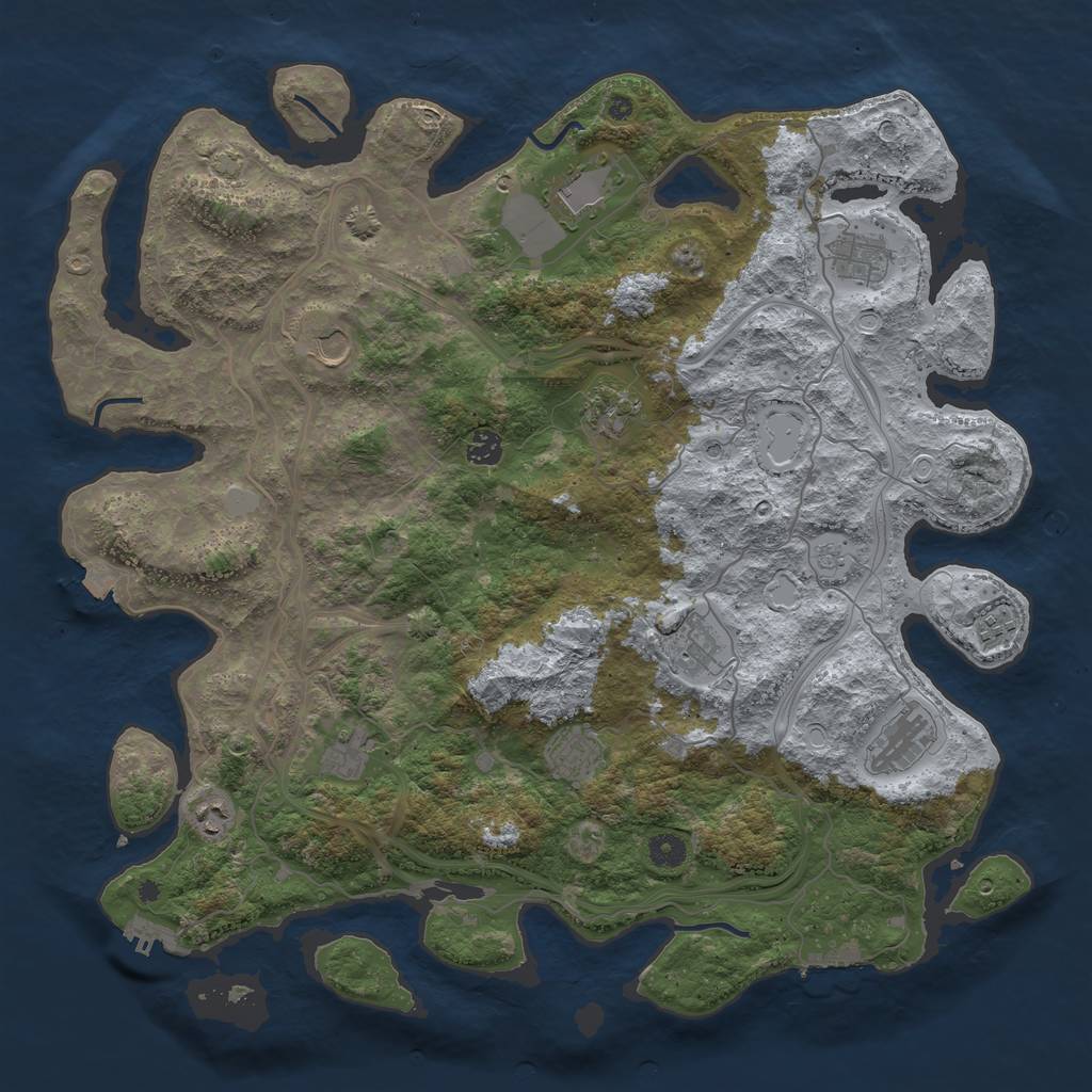 Rust Map: Procedural Map, Size: 4500, Seed: 202683180, 19 Monuments